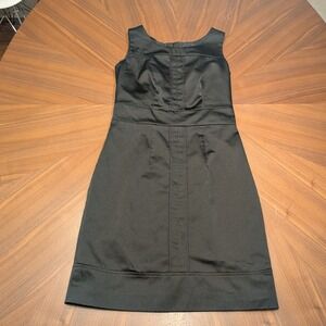 Theme Sheath Dress Women Black Excellent Sleeveless Satin Finish Scoop Neck LBD